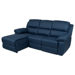 Corner sofa BERIT LC, manual recliner, dark blue