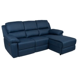 Corner sofa BERIT RC, manual recliner, dark blue