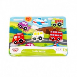 TOOKY TOY Wooden 3D Puzzle Vehicles Match the Shapes