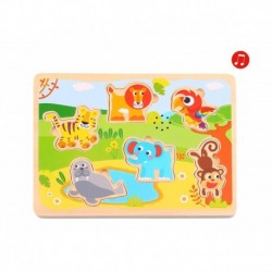 TOOKY TOY Wooden Sound Puzzle Animals To Match