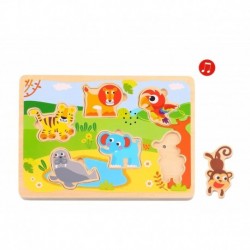 TOOKY TOY Wooden Sound Puzzle Animals To Match