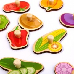 TOOKY TOY Puzzle Wooden Jigsaw Puzzle With Pins Vegetables
