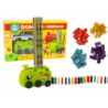 Battery-operated Green Dinosaur Car Arranging Colorful Dominoes 4 Colors of Blocks