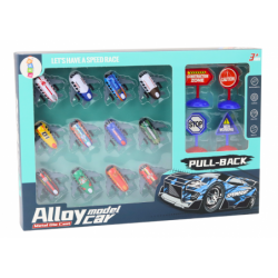 Set of 12 Toy Cars, Powered Planes, 5cm road signs