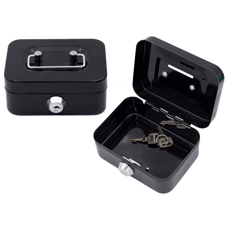 Piggy Bank Storage Box, Lockable, Two Keys, Metal, Black