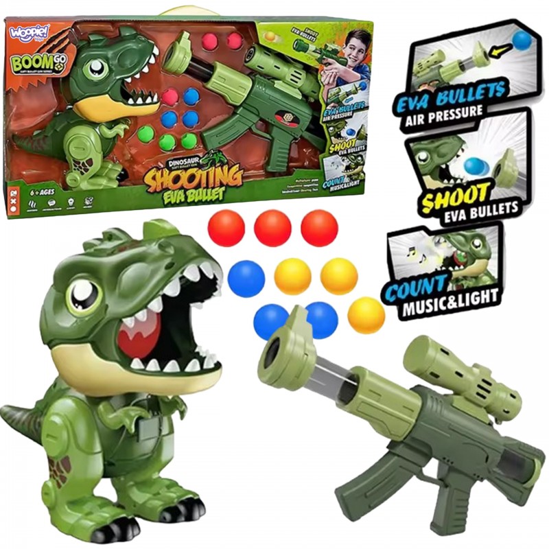 WOOPIE Interactive Foam Ball Gun + Dinosaur Launcher