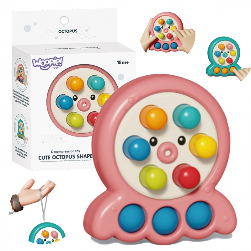 WOOPIE Skill Game Stick Mole String Octopus Pink 2in1