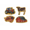 Set of Wooden Magnets, Home Animals, Agricultural Machines, 20 Pieces