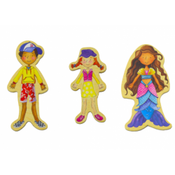 Set of Magnets Wooden Characters in Colorful Disguises, 20 pieces