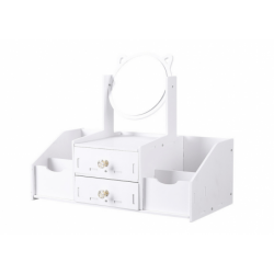 Small Children's Dressing Table, Mirror With Handles, Wooden Drawers, White