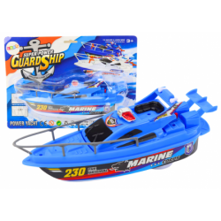 Police Boat Battery Operated Floating Boat Blue Water Toy