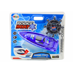 Remote Controlled Police Boat RC Blue Remote Control 27MHz