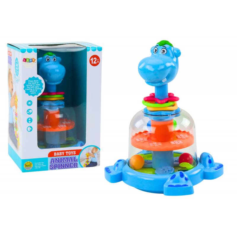 Hippopotamus Spinning Top With Balls For Babies Blue