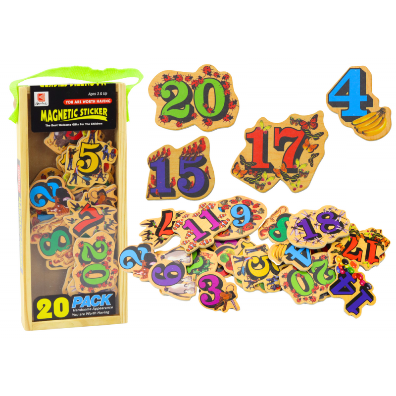 Set of Wooden Number Picture Magnets, 20 pieces