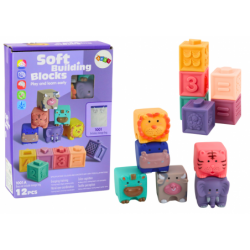 Soft Educational Blocks Animals Numbers Letters Colorful 12 Pcs