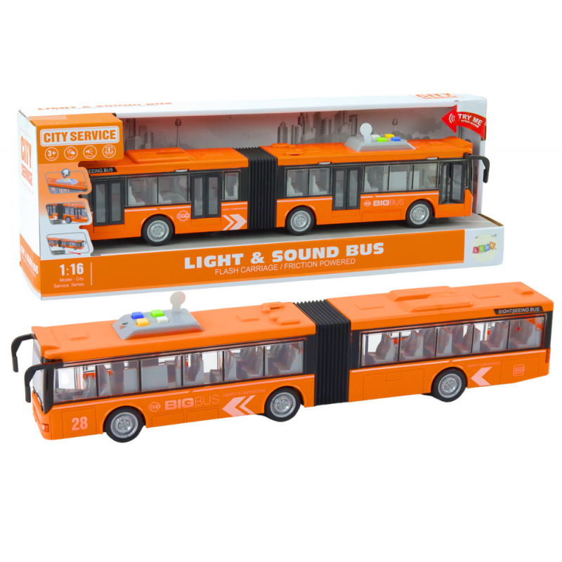 Articulated City Bus 1:16 Drive Lights Sounds Drive Orange