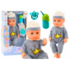 Baby Doll In Gray Pajamas Peeing Bottle Pacifier Sounds