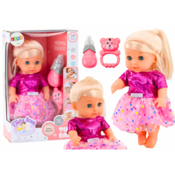 Doll In Pink Dress Peeing Bottle Rattle Sounds