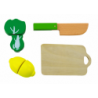 Set of Vegetables and Fruits for Cutting in a Bucket, Board, Wooden Knife