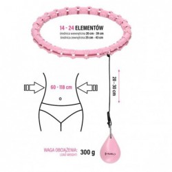 SET HULA HOOP HHW02 LIGHT PINK WITH WEIGHT HMS + WAIST SUPPORT BR163 BLACK PLUZ SIZE