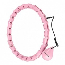 SET HULA HOOP HHW02 LIGHT PINK WITH WEIGHT HMS + WAIST SUPPORT BR163 BLACK PLUZ SIZE