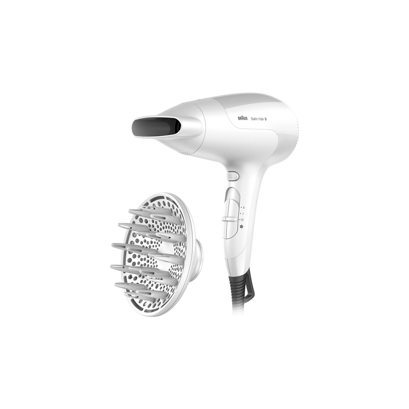 Braun Hair Dryer HD385 2000 W Number of temperature settings 3 Ionic function Diffuser nozzle White