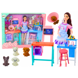 Set Doll Veterinarian Grooming Office Furniture Accessories Pets