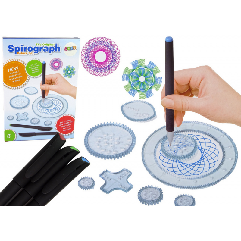 Geometric Set Spirograph Circles Pens Modeling clay 28 pcs