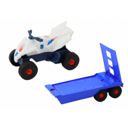 Modern Car Set with Quad Bike and Tow Truck for Dismantling DIY Blue