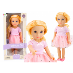 Doll in a dress with tulle, pink, blonde hair, 18'
