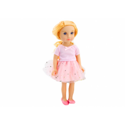 Doll in a dress with tulle, pink, blonde hair, 18'