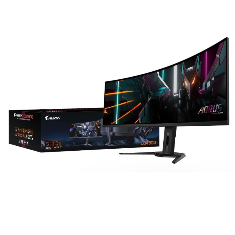 LCD Monitor GIGABYTE AORUS CO49DQ 49" Gaming/Curved 5120x1440 32:9 144Hz Matte 0.03 ms Speakers Swivel Height
