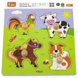 VIGA Wooden Puzzle with Pins Farm