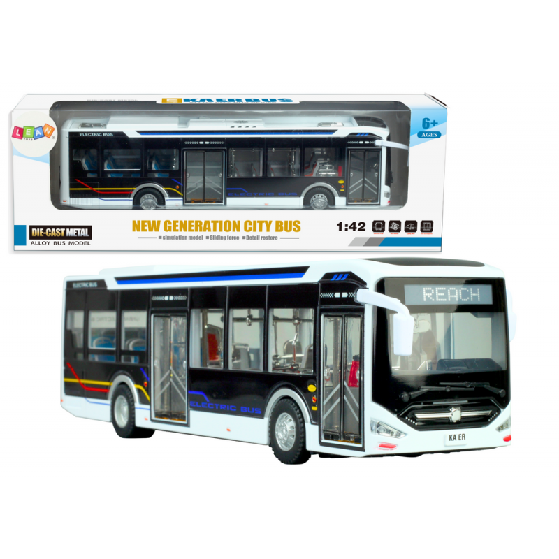 Electric City Bus 1:42 Metal Lights White