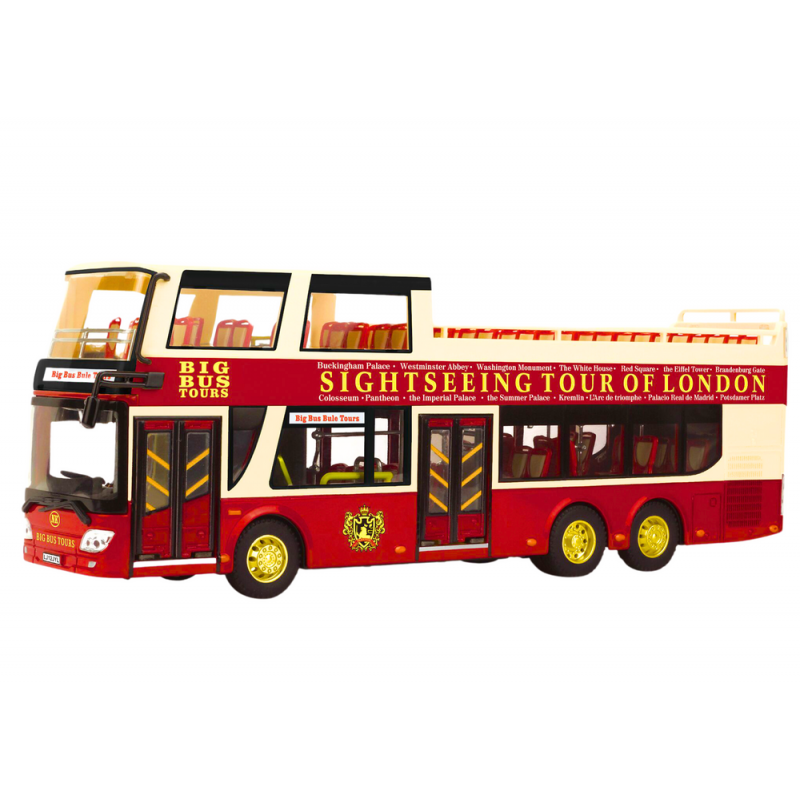 Double-decker Tour Bus 1:42 Metal Lights Red