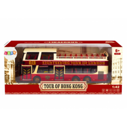 Double-decker Tour Bus 1:42 Metal Lights Red