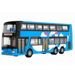 Double-decker Tour Bus 1:42 Metal Lights Blue