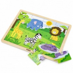 VIGA Wooden Puzzle Safari 16 elements