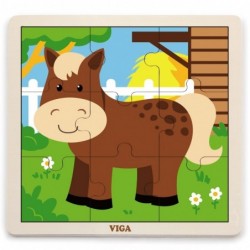 VIGA Handy Wooden Puzzle Horse 9 elements