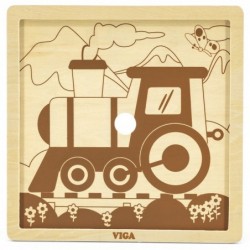 VIGA Handy Wooden Puzzle Train 9 предметов