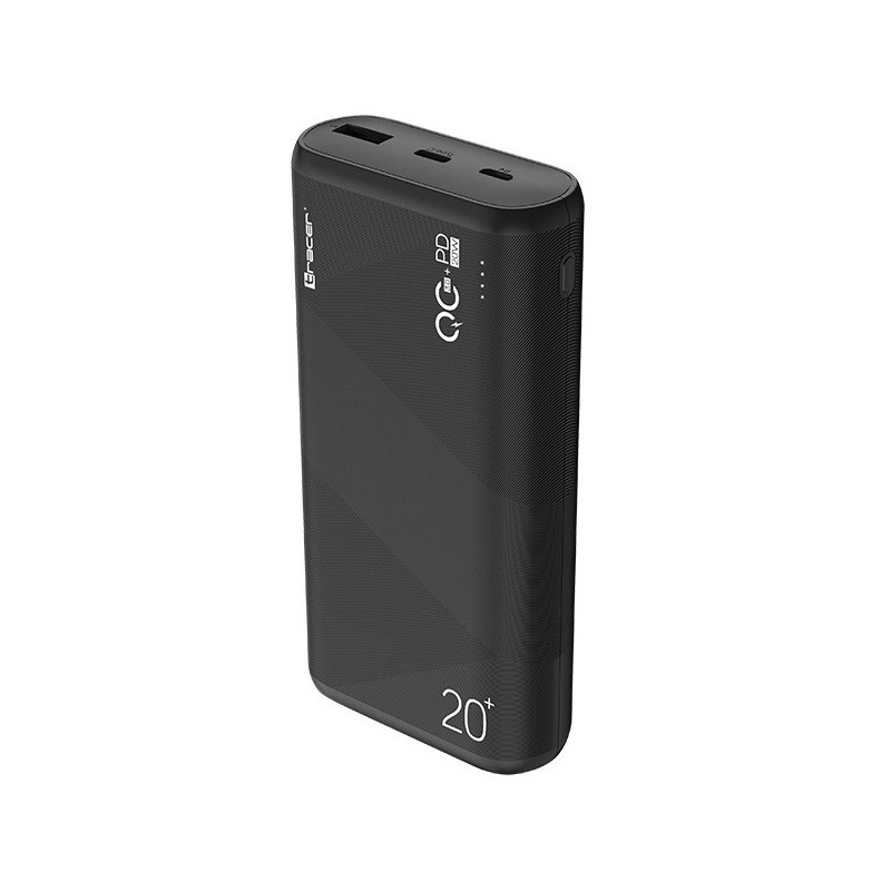 TRACER TRABAT47094 Powerbank External battery 20000 mAh 1x USB-C PD 20W 1x USB QC 3.0 Black