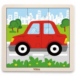 VIGA Handy Wooden Puzzle Car Auto 9 элементов