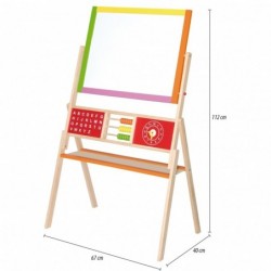 Double-sided educational drawing board with Viga Toys abacus