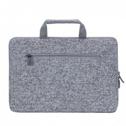 RIVACASE Anvik 13.3" Laptop sleeve, light grey, with handle, waterproof material, plush interior, back pocket for