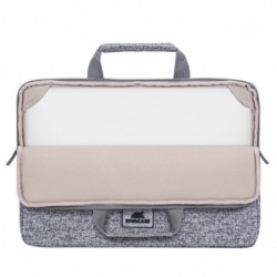 RIVACASE Anvik 13.3" Laptop sleeve, light grey, with handle, waterproof material, plush interior, back pocket for