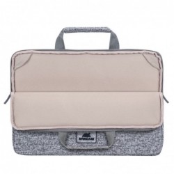 RIVACASE Anvik 13.3" Laptop sleeve, light grey, with handle, waterproof material, plush interior, back pocket for