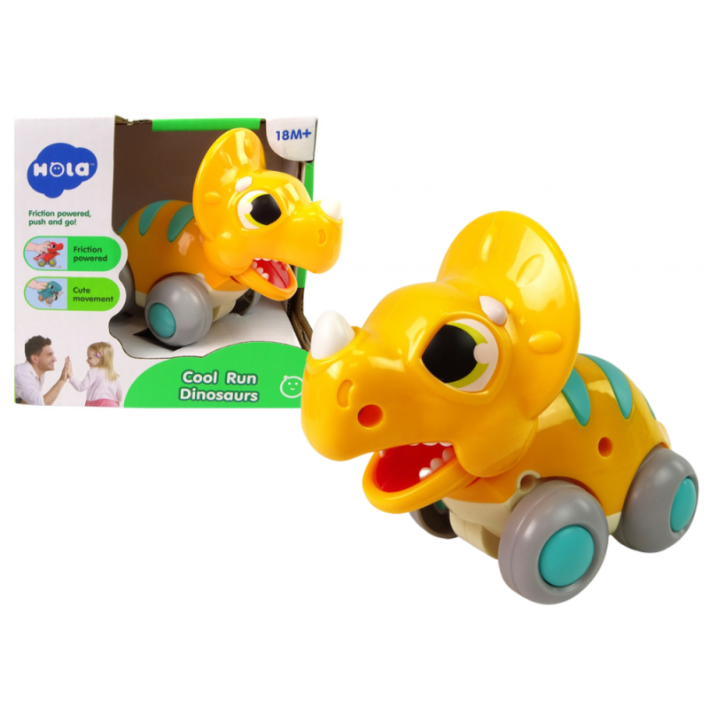 Dinosaur on Wheels Yellow Triceratops Figurine