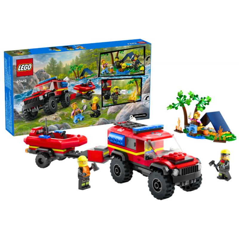 LEGO CITY Off-Road Fire Truck With Boat 301 Pieces 60412