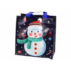 Gift Bag in Dark Color Snowman Motif 23cm x 21.5cm x 11cm