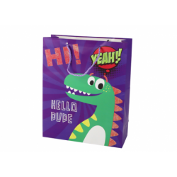 Purple Dinosaur Paper Gift Bag 32cm x 26cm x 10cm